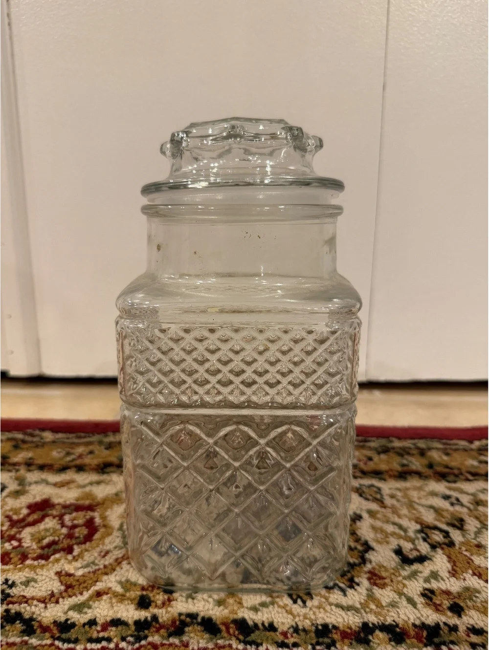 Vintage Clear Glass Storage Jar with Lid